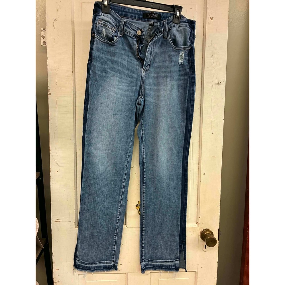 Judy Blue Los Angeles Side Stripe Straight Leg Jeans JB88641 Medium Wash 11/30